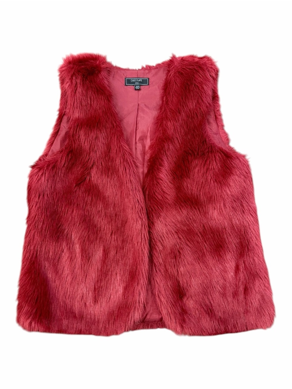 Chocolate USA Red Faux Fur Vest S